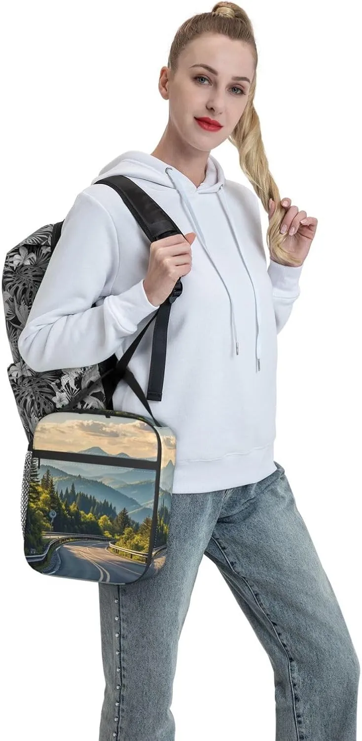 Insulated Lunch Bag Blue Ridge Parkway Mountains Lunch Box for Women Men Lunch Tote Bag for Work Picnic Travel