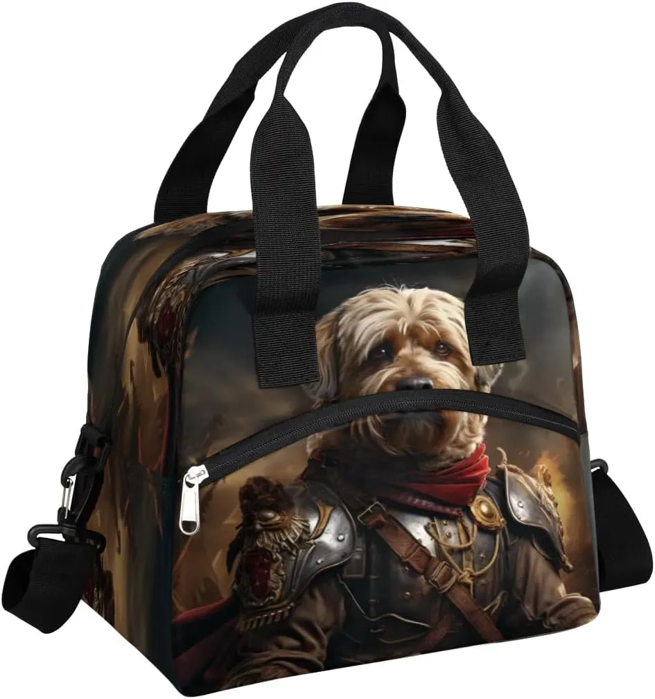 Insulated Lunch Bag Dog Cavalry Portraitin Lunch Box for Women Men Reusable Lunch Tote Bag with Adjustable Shoulder Belt Portable Lunchbox Cooler Bag Organizer for Office Work Picnic