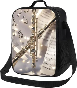 Insulated Lunch Bag Flute Music Lunch Box for Women Men Reusable Lunch Tote Bag for Work Picnic Travel