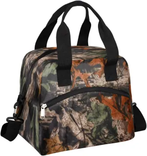 Insulated Lunch Bag for Women Men Forest Tree Camouflage Camo Lunch Box Reusable Lunch Cooler Bag Large Lunch Tote Bag for Work Picnic Travel School