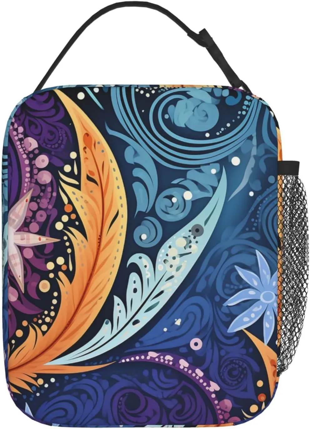 Insulated Lunch Bag for Women Men Portable Reusable Lunch Box Aboriginal patterns Lunch Tote Bag for Work Picnic Travel