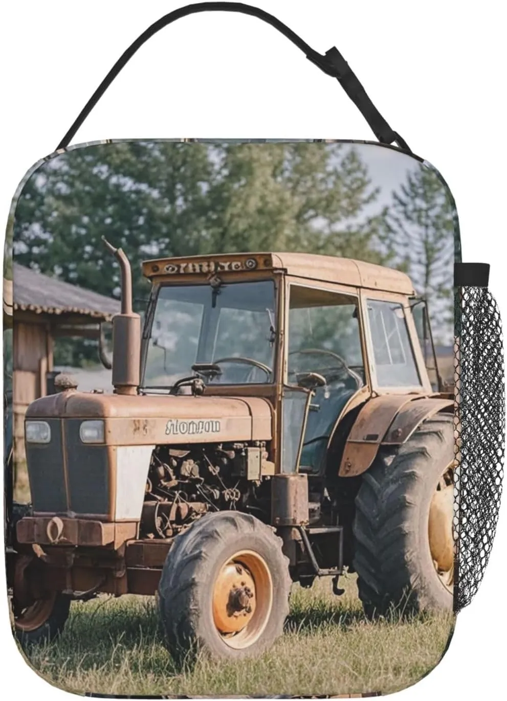 Insulated Lunch Bag for Women Men Portable Reusable Lunch Box Old Tractor Photo Farm Lunch Tote Bag for Work Picnic Travel