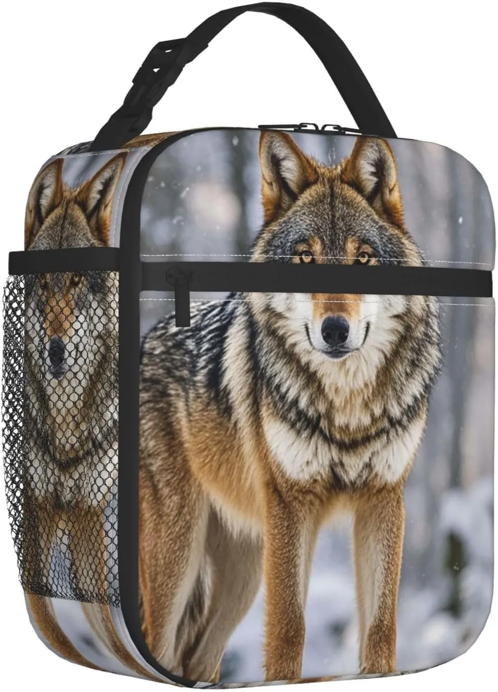 Insulated Lunch Bag for Women Men Portable Reusable Lunch Box Wolf Lunch Tote Bag for Work Picnic Travel