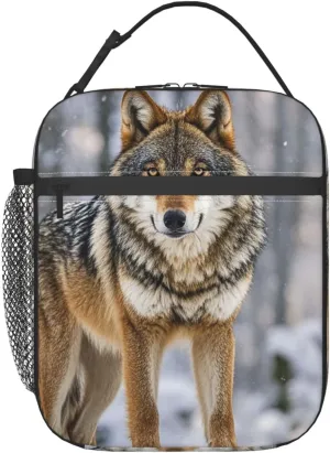 Insulated Lunch Bag for Women Men Portable Reusable Lunch Box Wolf Lunch Tote Bag for Work Picnic Travel
