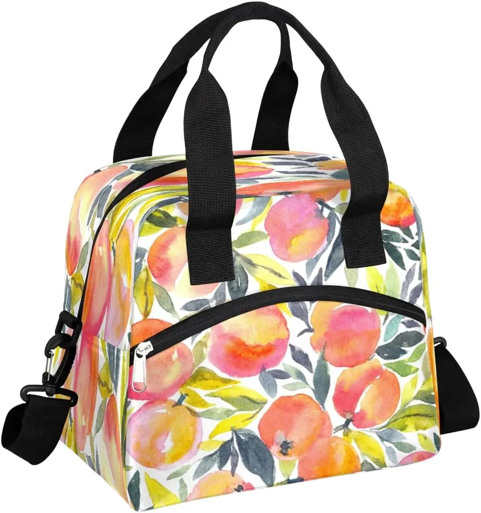 Insulated Lunch Bag Fruit Juicy Peach Lunch Box for Women Men Reusable Lunch Tote Bag with Adjustable Shoulder Belt Portable Lunchbox Cooler Bag Organizer for Office Work Picnic