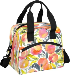 Insulated Lunch Bag Fruit Juicy Peach Lunch Box for Women Men Reusable Lunch Tote Bag with Adjustable Shoulder Belt Portable Lunchbox Cooler Bag Organizer for Office Work Picnic