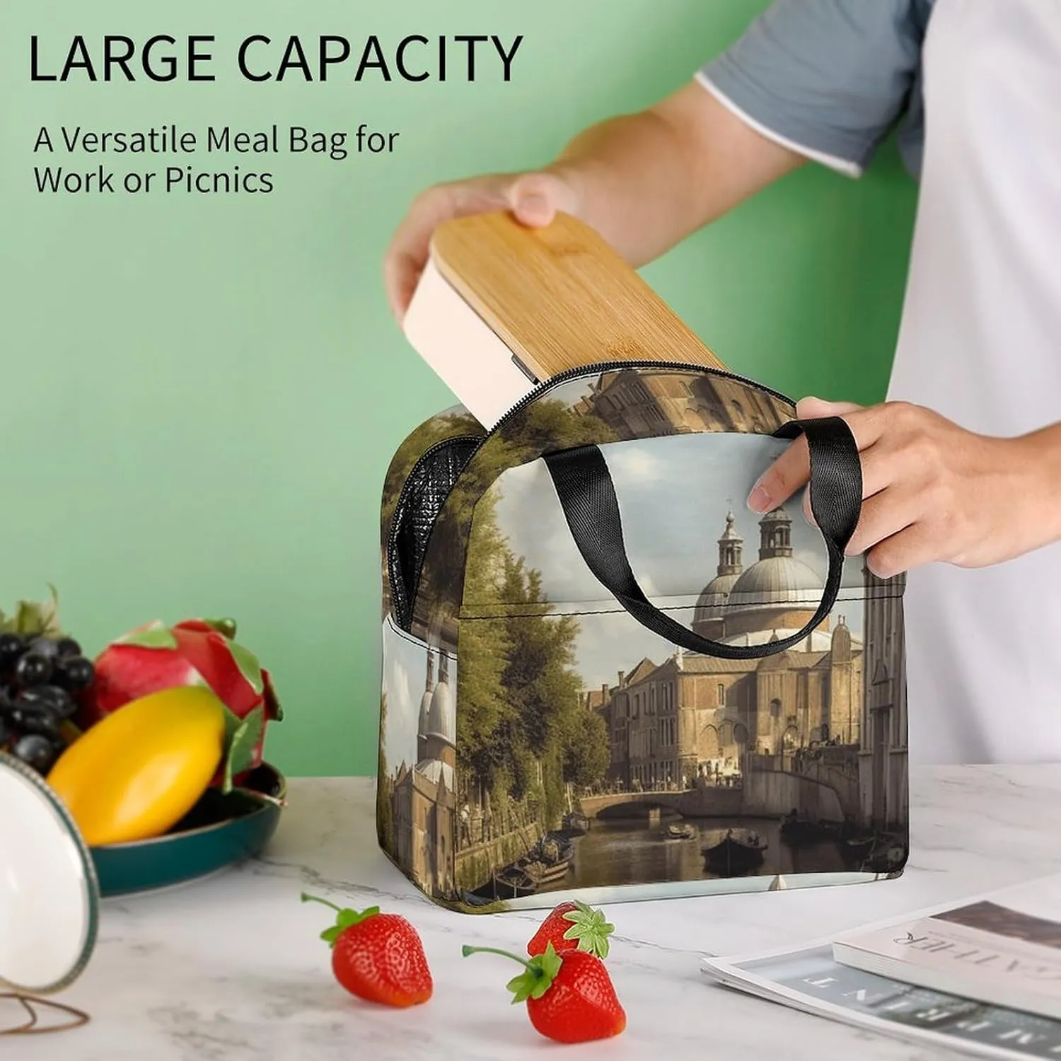 Insulated Lunch Bag Lunch Box for Woman Man Canal And Church Lunchbox Lunch Tote Bag for Work