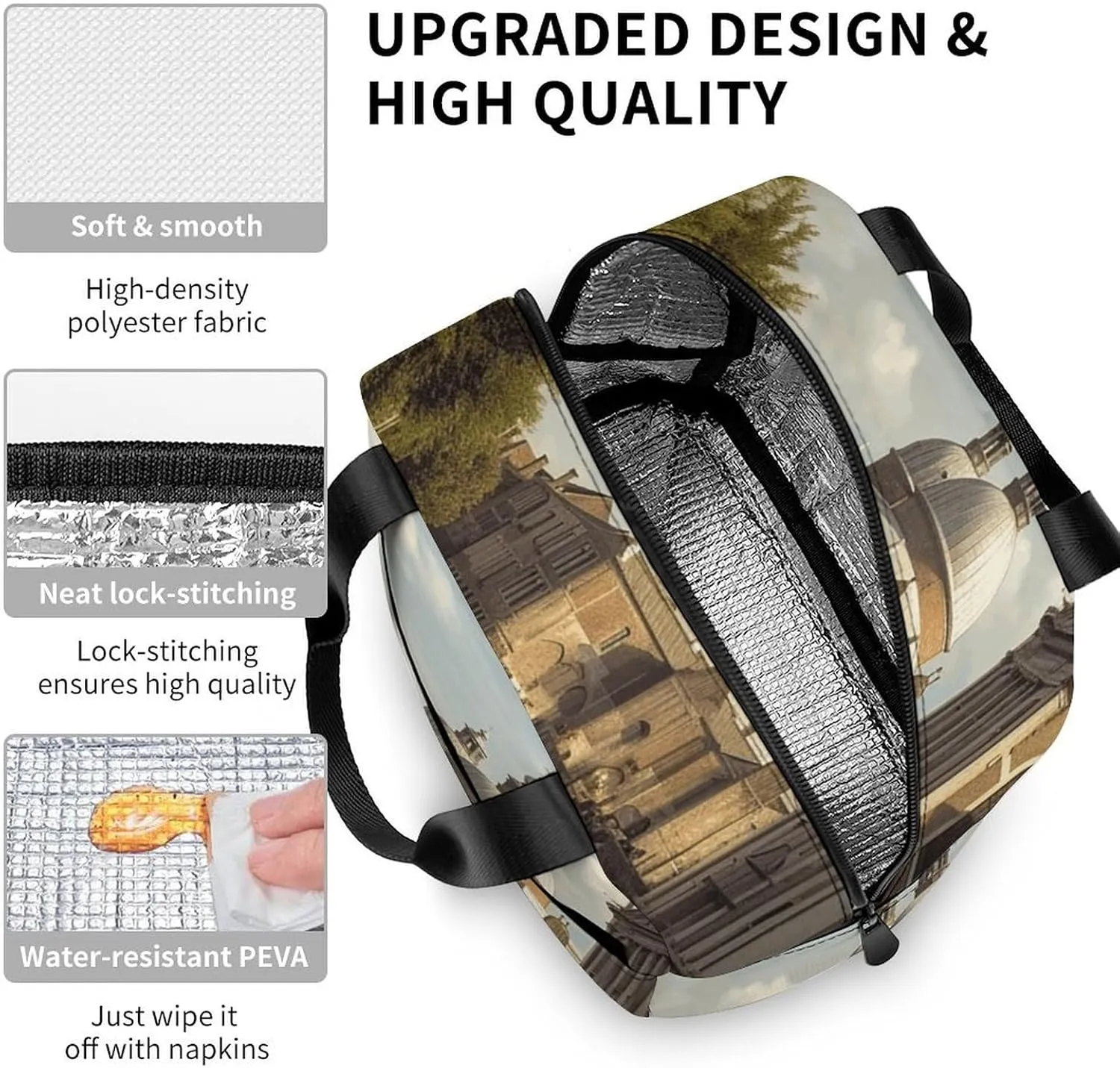 Insulated Lunch Bag Lunch Box for Woman Man Canal And Church Lunchbox Lunch Tote Bag for Work