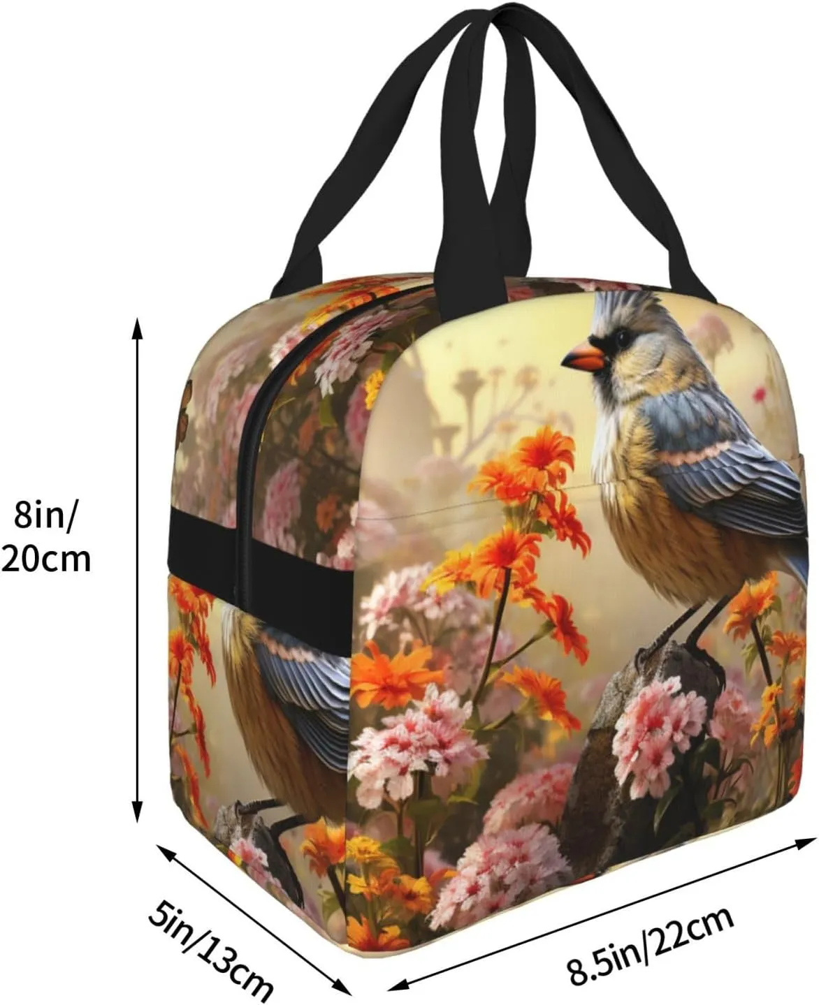 Insulated Lunch bag Lunch Box for Women Men Sparrow Birds Sing Lunch Bag Lunch Tote Bags for Work Office
