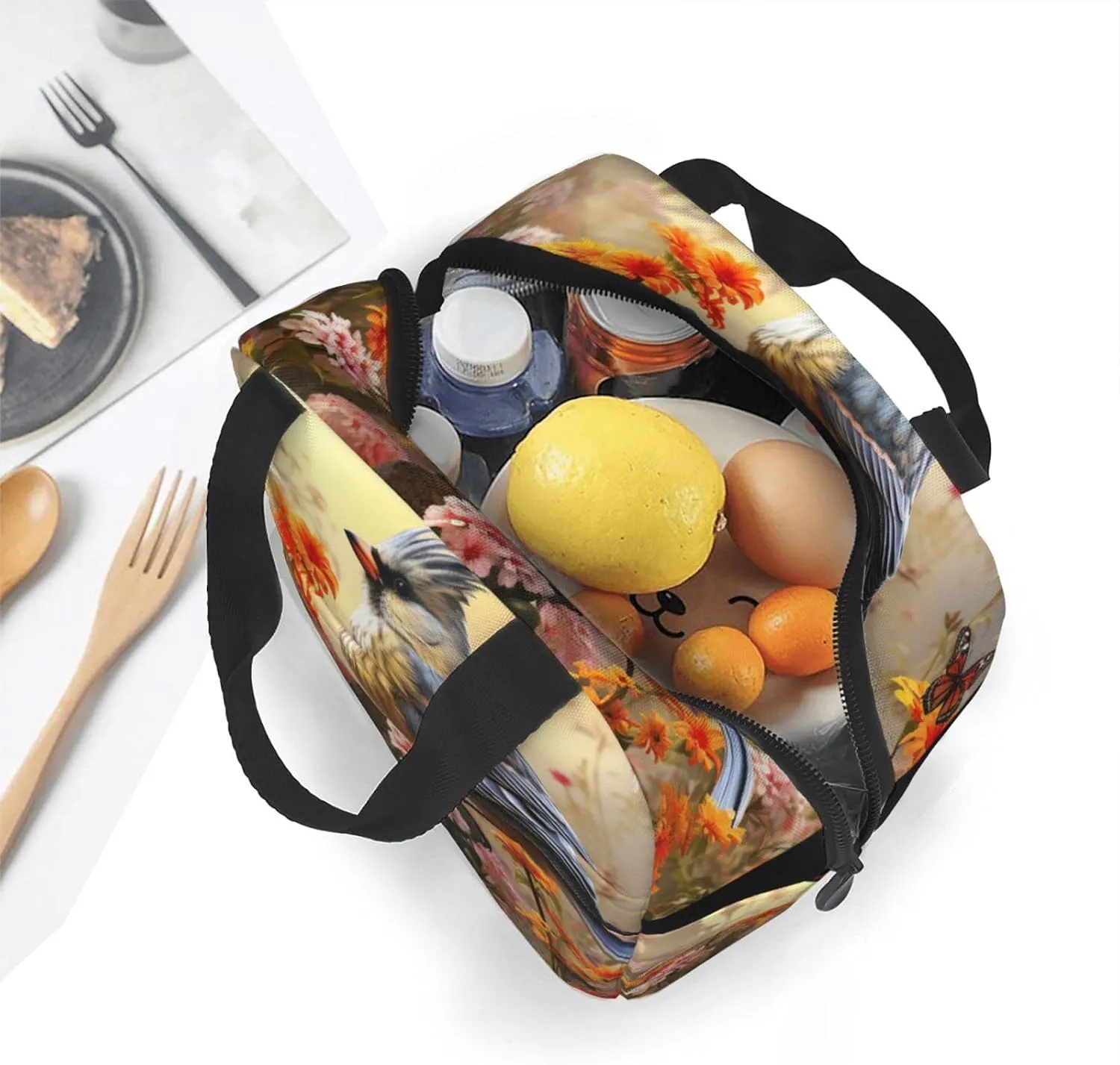 Insulated Lunch bag Lunch Box for Women Men Sparrow Birds Sing Lunch Bag Lunch Tote Bags for Work Office
