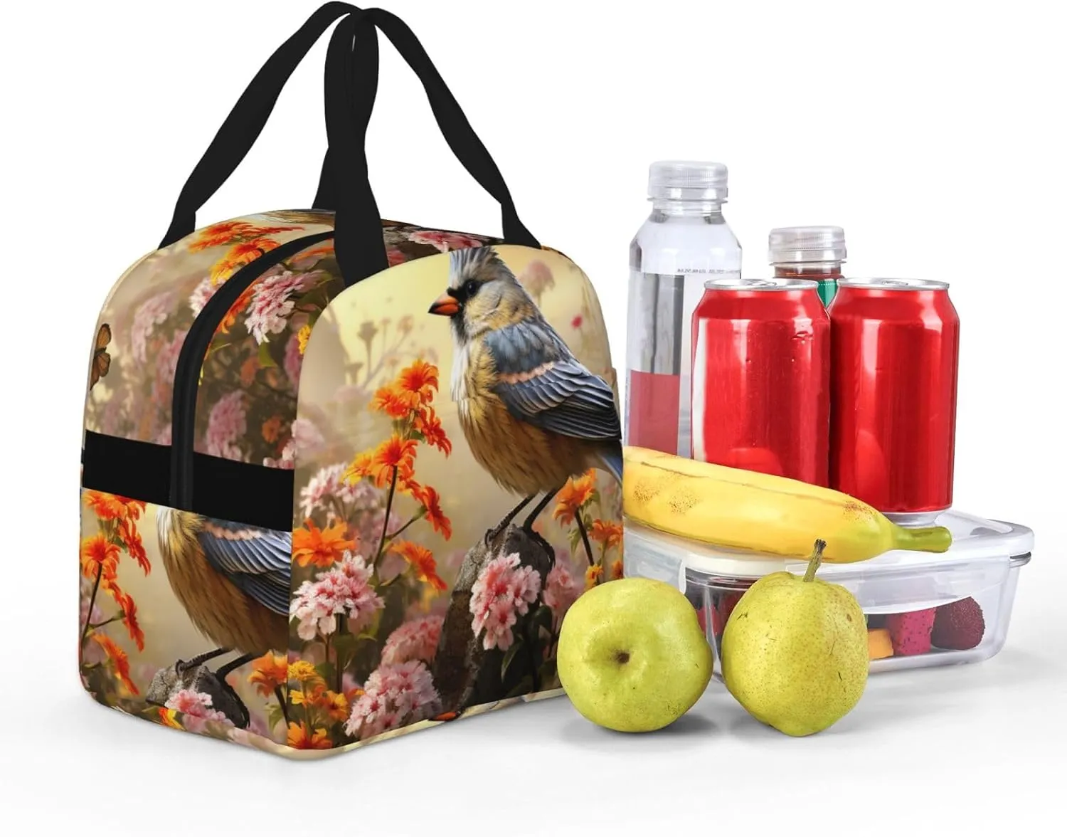 Insulated Lunch bag Lunch Box for Women Men Sparrow Birds Sing Lunch Bag Lunch Tote Bags for Work Office