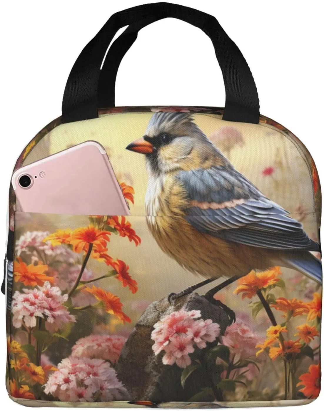 Insulated Lunch bag Lunch Box for Women Men Sparrow Birds Sing Lunch Bag Lunch Tote Bags for Work Office