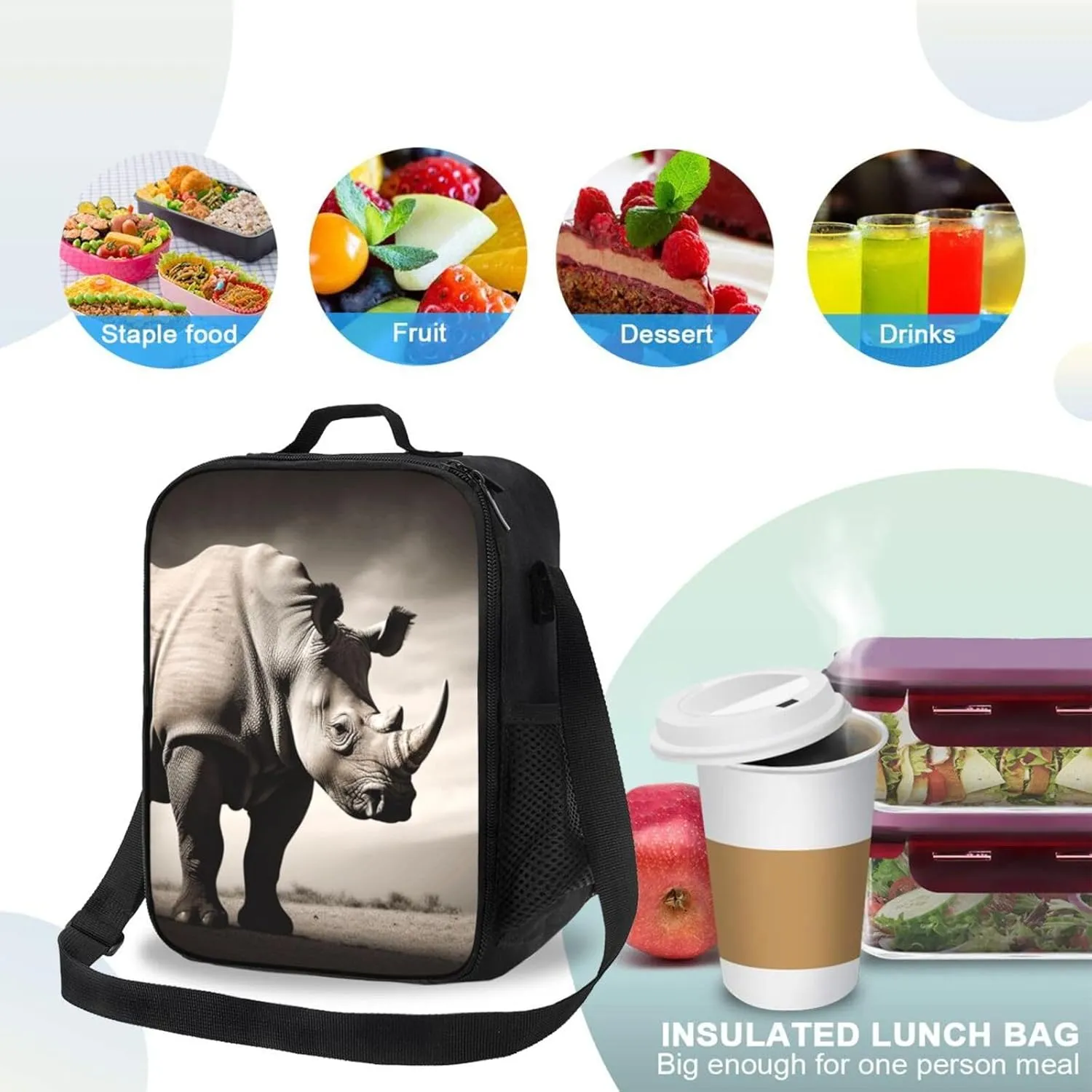 Insulated Lunch Bag South Africa animal_77922365 Lunch Box for Women Men Reusable Lunch Tote Bag for Work Picnic Travel