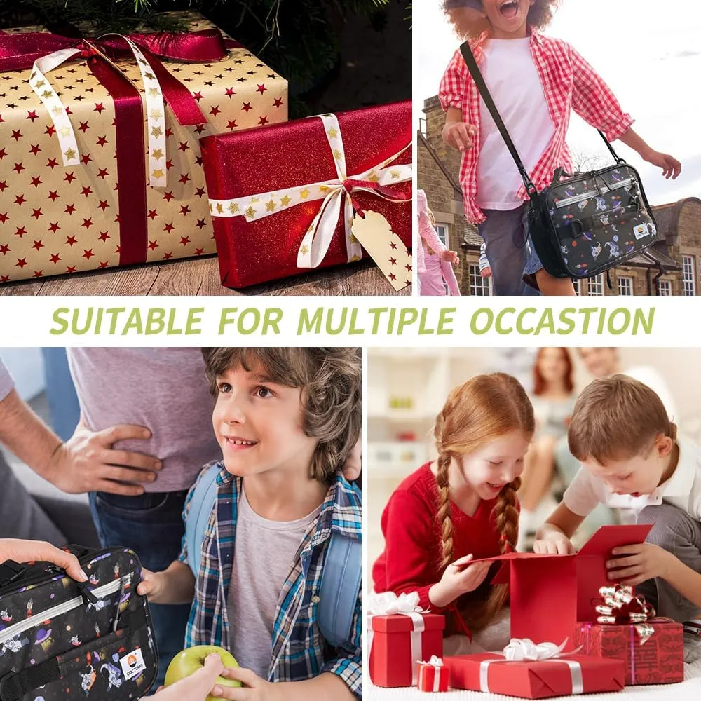 Insulated Lunch Bag,Expandable Kids Lunch Box,Double Zipper & Lunch Bag Kids with Strap,Lightweight Reusable Lunch Tote Bag for Boys Girls,Meal Containers for School/Picnic (Dinosaur)