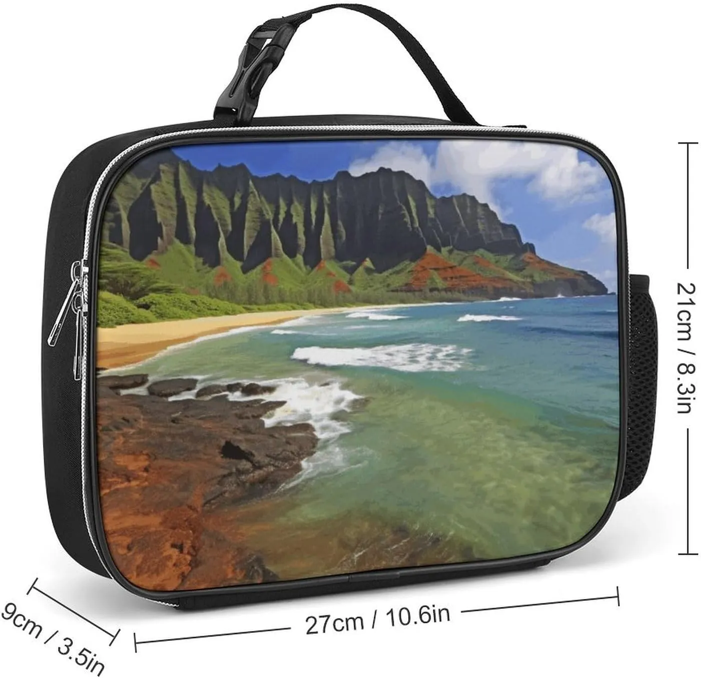 Insulated Lunch Bags for Women Kauai Hawaii Seashore Reusable Lunch Boxes Waterproof Shoulder Bag Lunch Cooler Bag for Work