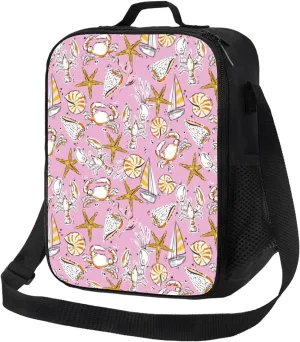 Insulated Lunch Bags for Women Men Work - Seafood Small Lunch Box for Women Men, Soft Cooler Bag Insulated, Adult Lunch Tote Bag with Adjustable Shoulder Strap