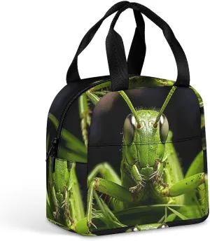 Insulated Lunch Bags Grasshopper on Grass Lunch Bag for Women Men Insulated Lunch Box for Work Picnic Travel