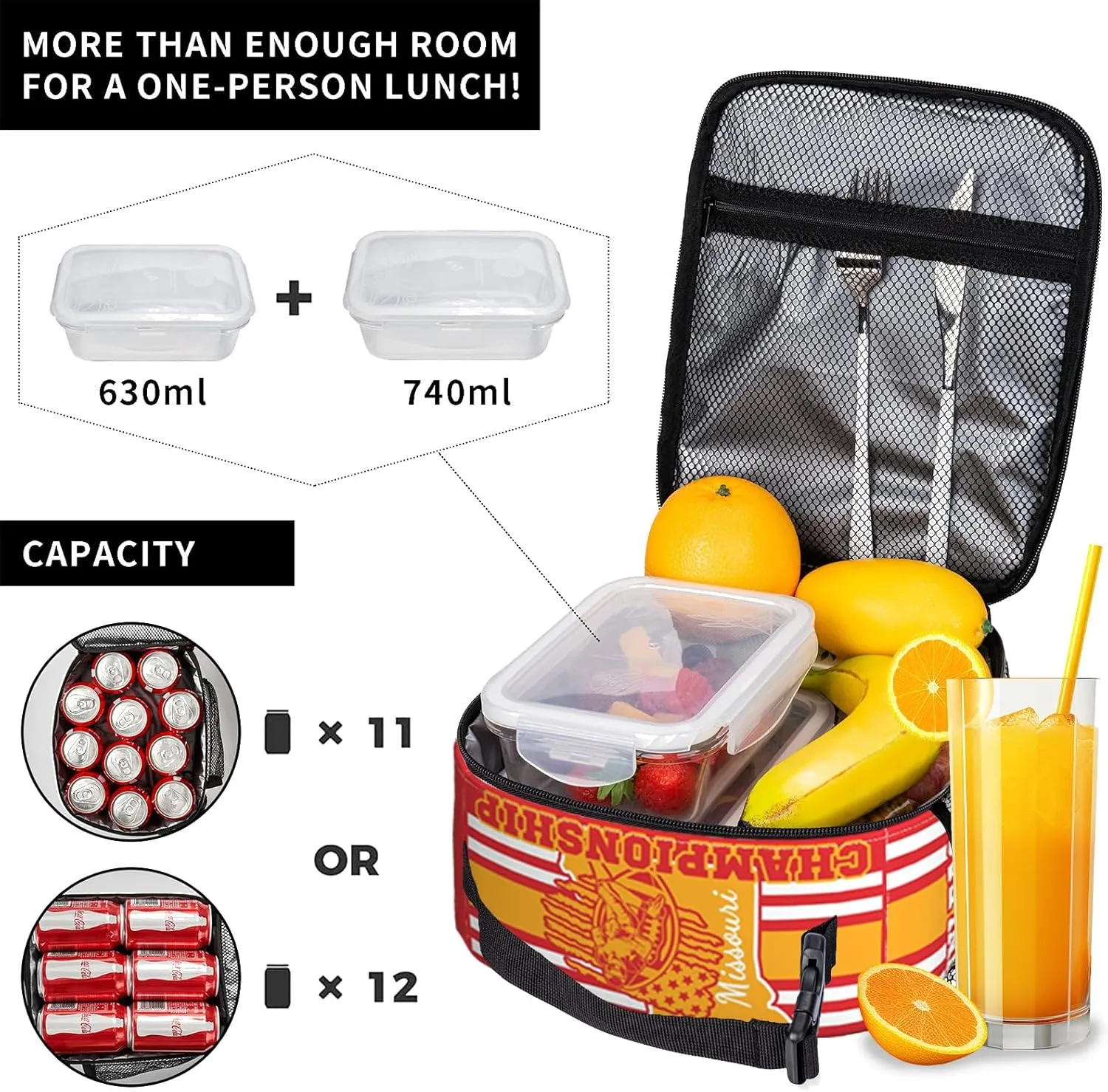 Insulated Lunch Box for Kids Boys Girls, Reusable Insulated Lunch Bags, Football Fans Gifts for Missouri, Lunchbox for Kansas