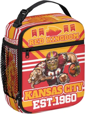 Insulated Lunch Box for Kids Boys Girls, Reusable Insulated Lunch Bags, Football Fans Gifts for Missouri, Lunchbox for Kansas