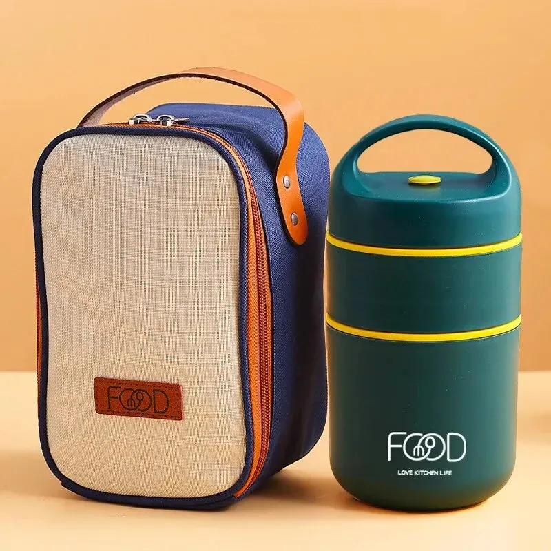 Insulated Lunch Box Soup Box Office Insulated Pail Double Soup Box Soup Cup Porridge Cup Soup Pot Plus Tote Bag