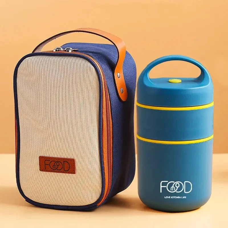 Insulated Lunch Box Soup Box Office Insulated Pail Double Soup Box Soup Cup Porridge Cup Soup Pot Plus Tote Bag