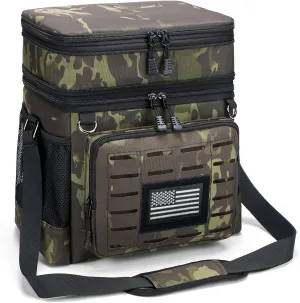 Insulated Tactical Lunch Box for Men: Reusable Lunch Bag for Picnic Outdoor Beach Office - Portable Adult Lunch Box Organizer Black Camo 15L