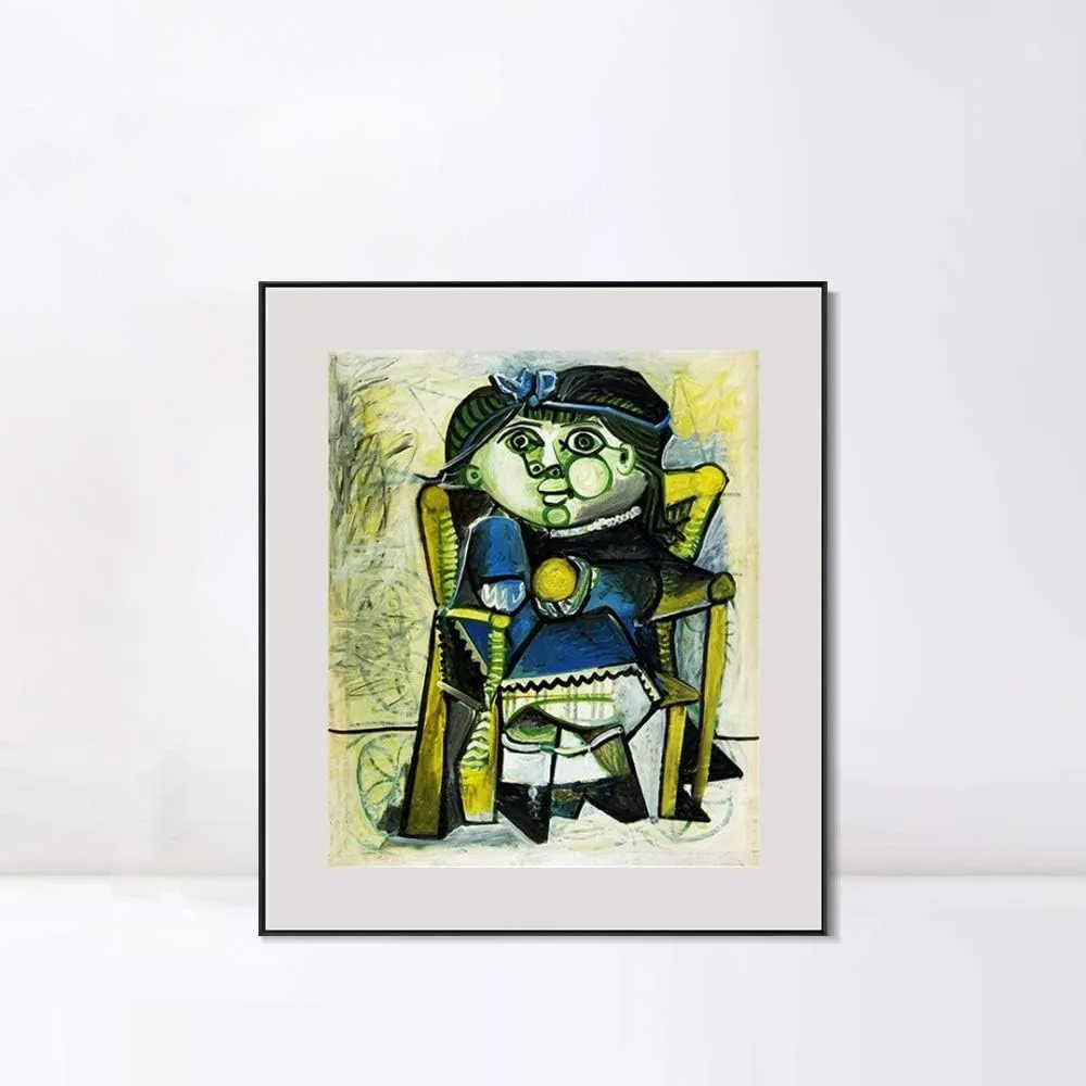 INVIN ART Framed Canvas Art 1951 Paloma l'orange by Pablo Picasso Wall Art Living Room Home Office Decorations(Aluminum Metal Black Frame with Mat & Glass,20"x24")