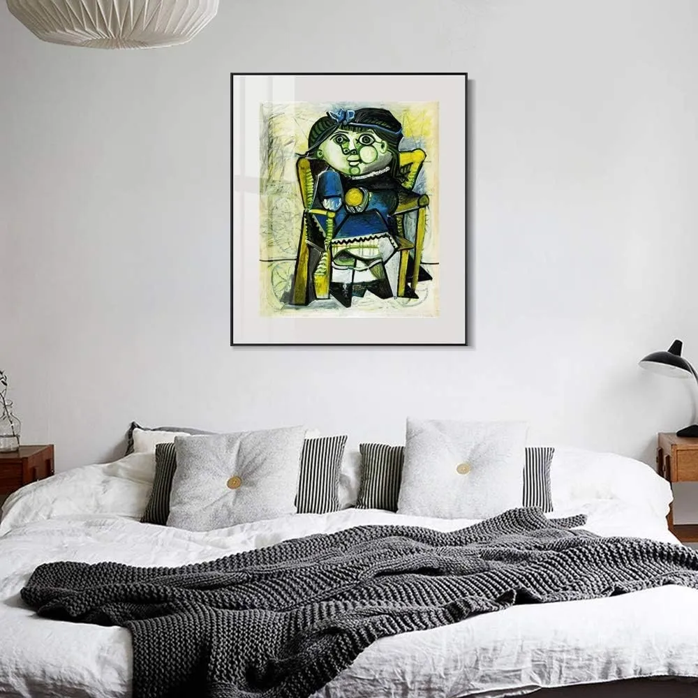 INVIN ART Framed Canvas Art 1951 Paloma l'orange by Pablo Picasso Wall Art Living Room Home Office Decorations(Aluminum Metal Black Frame with Mat & Glass,20"x24")