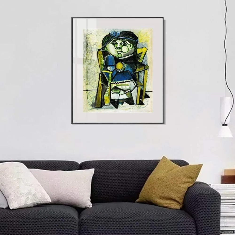 INVIN ART Framed Canvas Art 1951 Paloma l'orange by Pablo Picasso Wall Art Living Room Home Office Decorations(Aluminum Metal Black Frame with Mat & Glass,20"x24")