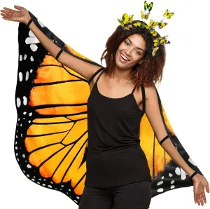 iROLWIN Double Sided Adults Butterfly-Wings-Costume for Women Butterfly Headband Fairy Cape Halloween Dress-Up Party Gifts