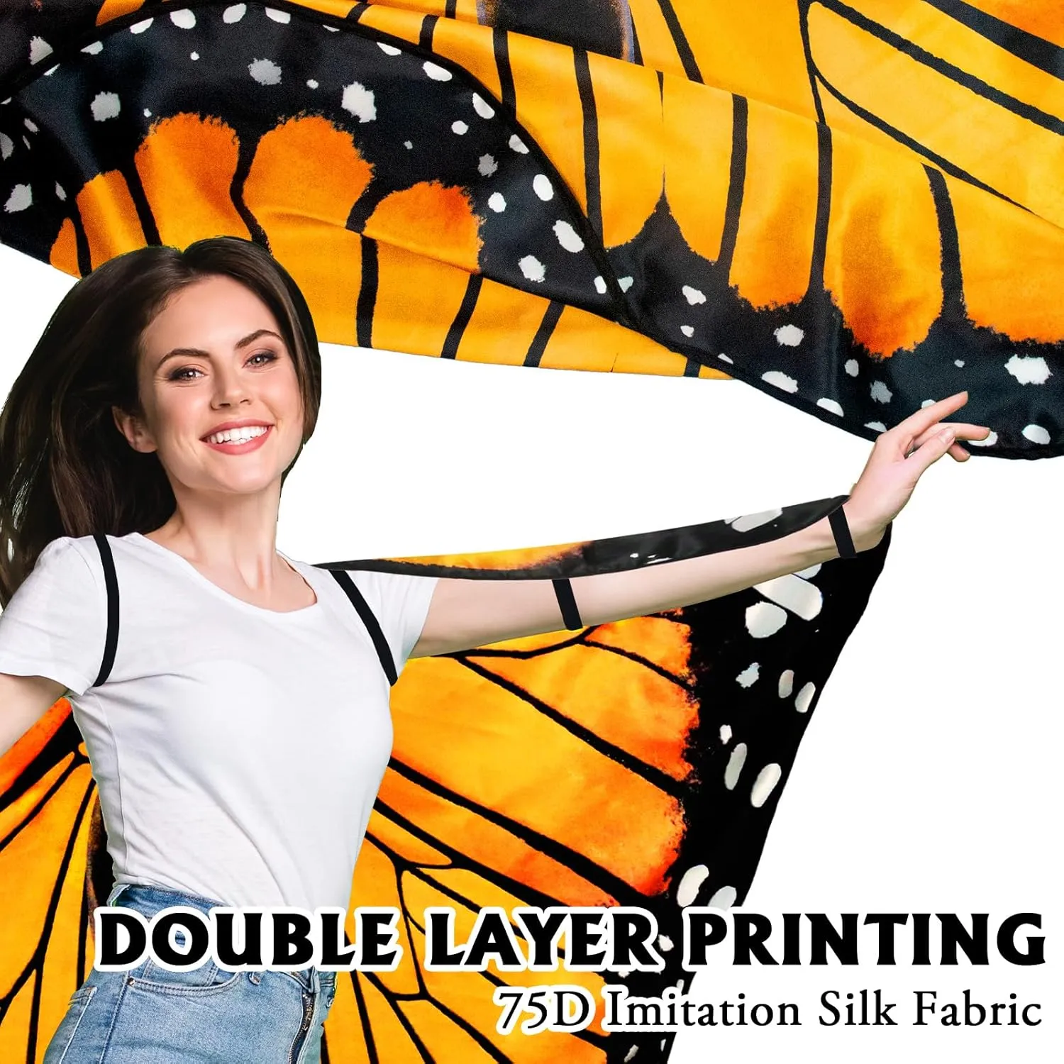 iROLWIN Double Sided Adults Butterfly-Wings-Costume for Women Butterfly Headband Fairy Cape Halloween Dress-Up Party Gifts