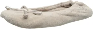 isotoner Women's Signature Terry Ballet Flat Slipper with Satin Bow