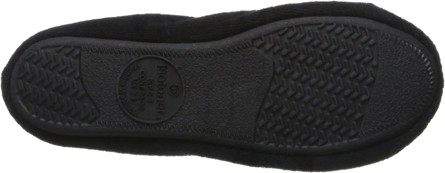 isotoner Women's Signature Terry Ballet Flat Slipper with Satin Bow