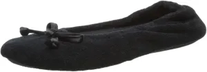isotoner Women's Signature Terry Ballet Flat Slipper with Satin Bow