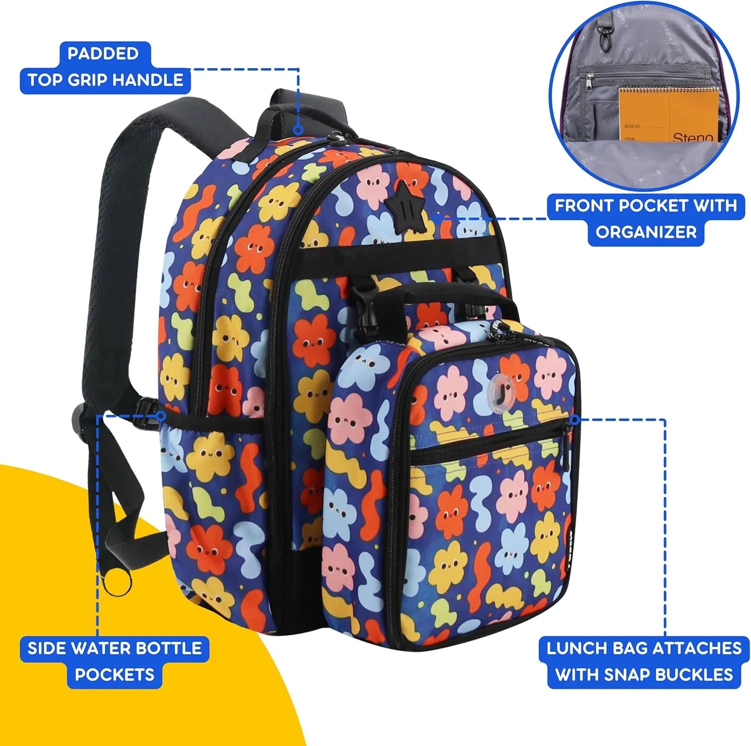 J World New York Unisex Kid's Duet Backpack with Lunch Bag Set, Baby Cloud, One Size