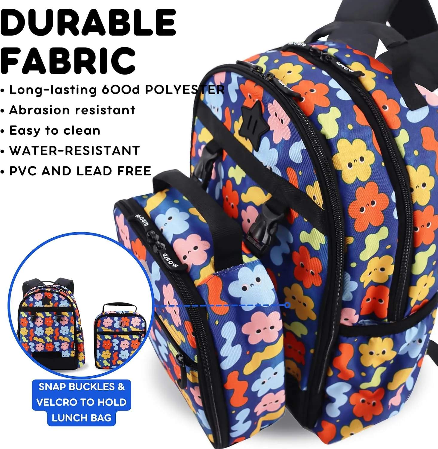 J World New York Unisex Kid's Duet Backpack with Lunch Bag Set, Baby Cloud, One Size
