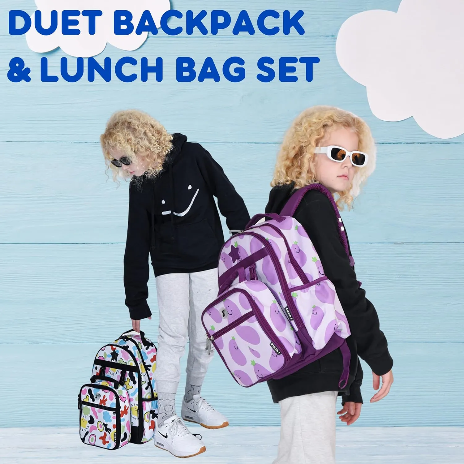 J World New York Unisex Kid's Duet Backpack with Lunch Bag Set, Every Daisy, One Size