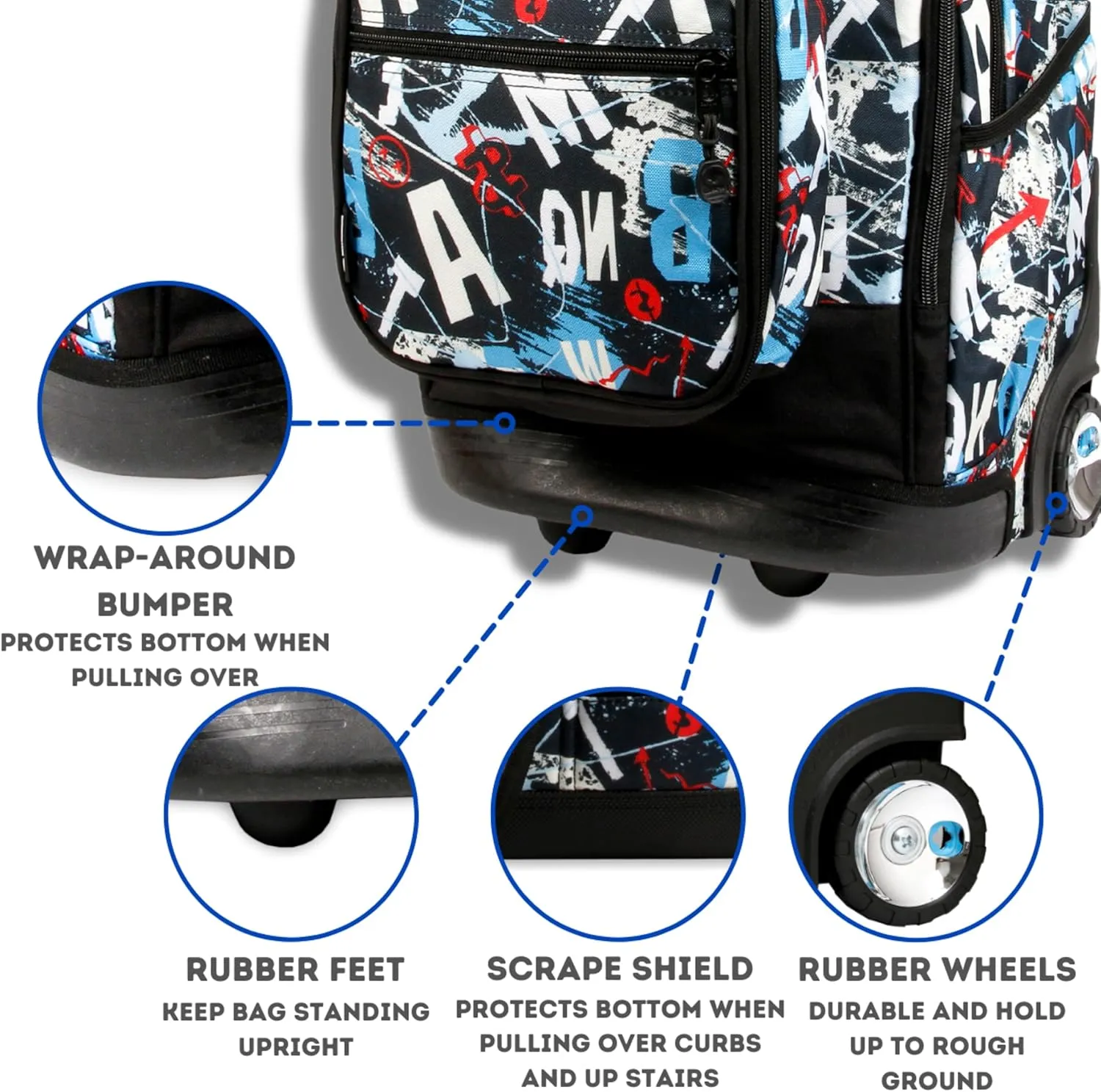 J World New York Unisex Kid's Duo Rolling Backpack with Lunch Box Set, Graffiti, One Size