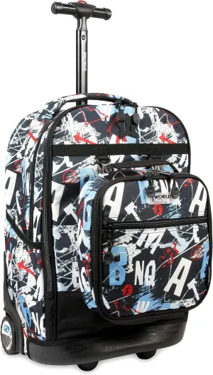 J World New York Unisex Kid's Duo Rolling Backpack with Lunch Box Set, Graffiti, One Size