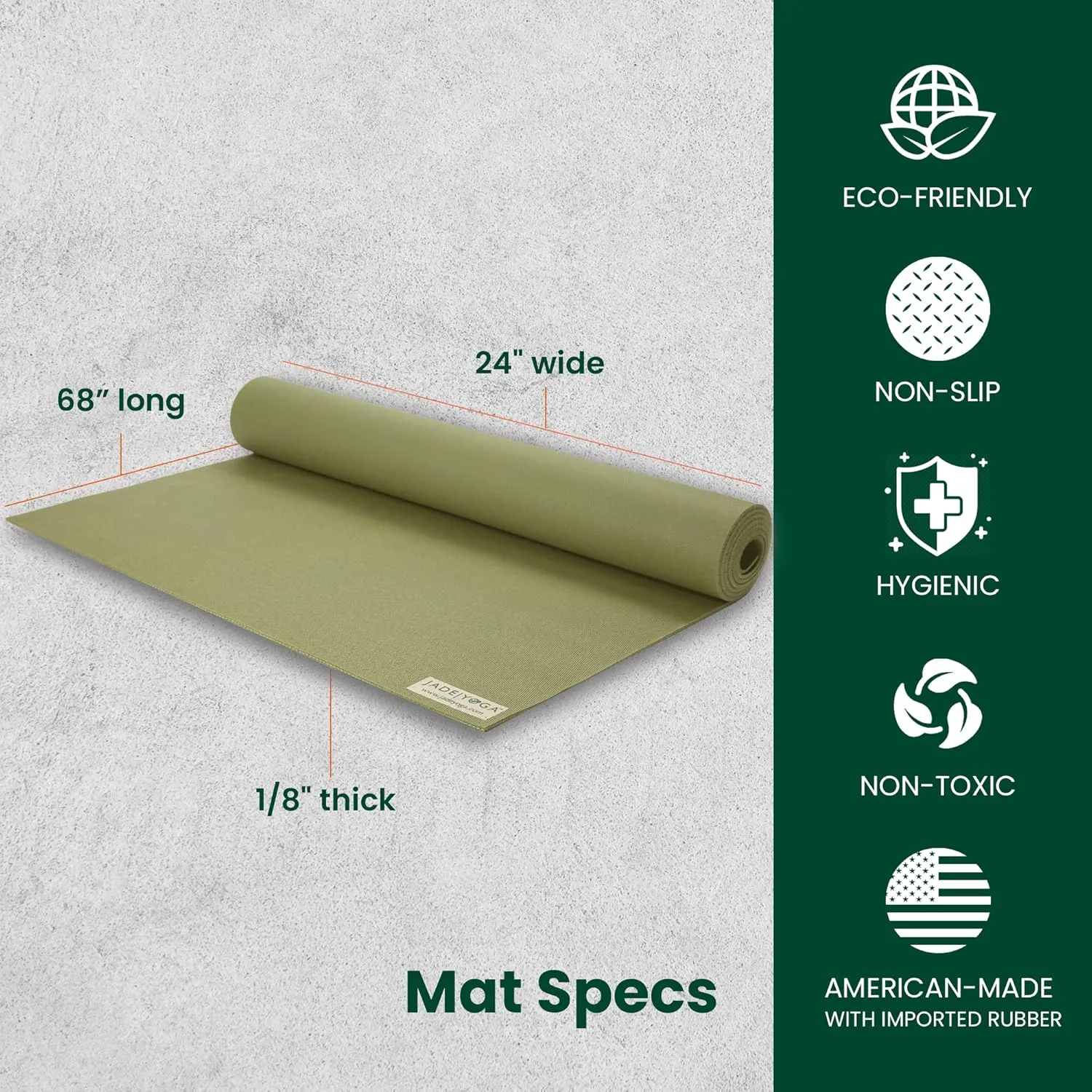 JadeYoga Travel Yoga Mat - Packable, Lightweight, and Portable Yoga Mat - Non-Slip Natural Rubber Mat for Women & Men - Great for Yoga, Home, Gym, Pilates, Fitness, and Stretching