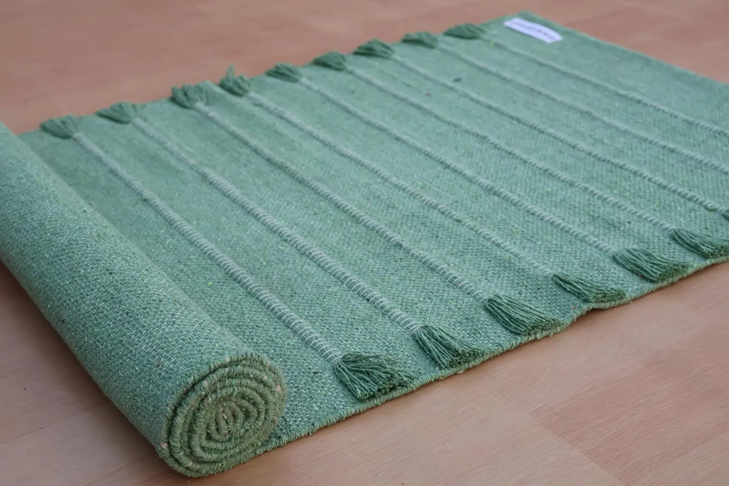 Jaipur art & Rugs Organic Cotton Yoga Mat - Eco-Friendly Hand-Woven Rug - Non Slip & Thick (24”x72”x5mm) for Everyday Fitness at Home - Comfortable Extra-Long