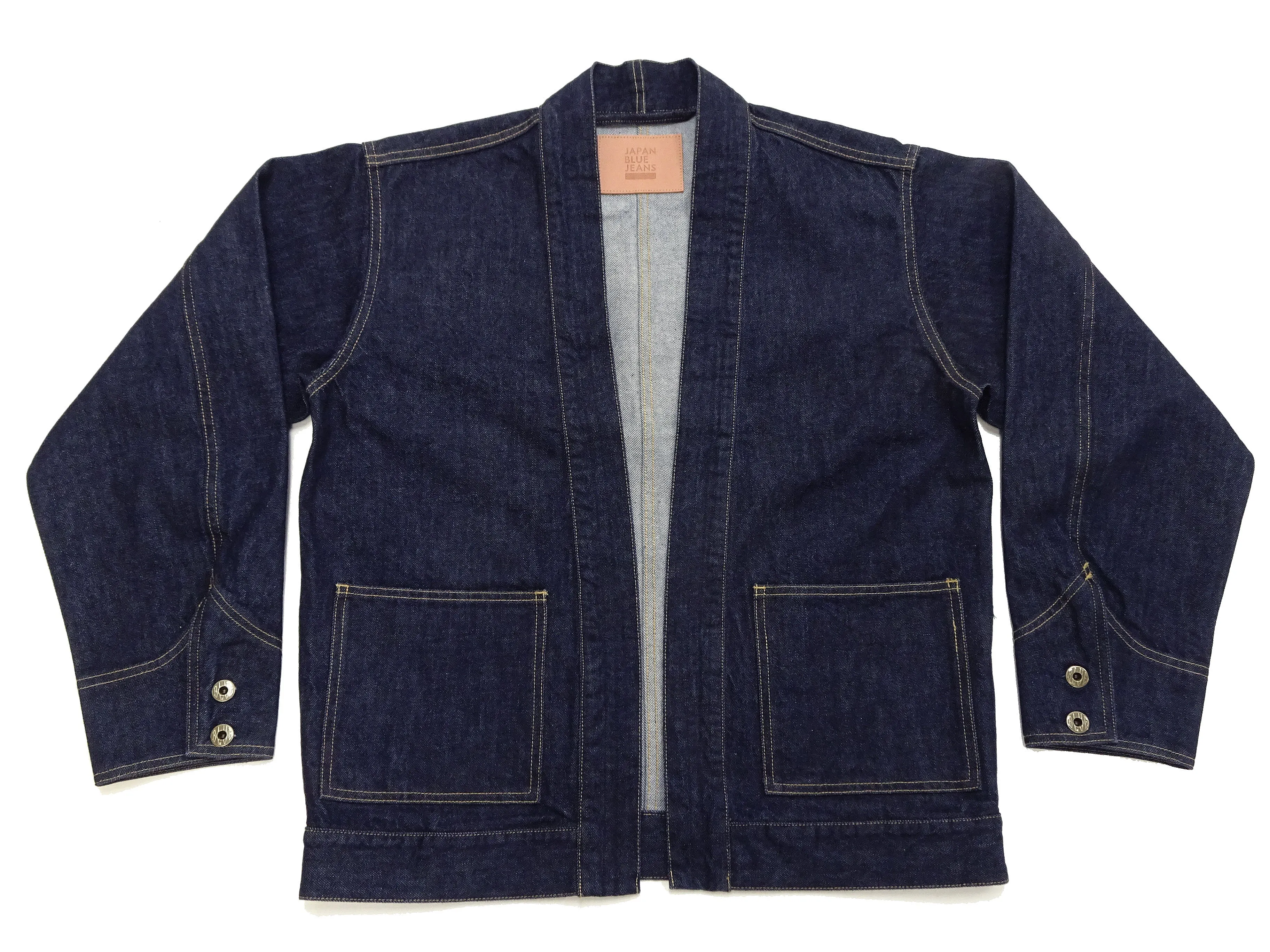 Japan Blue Jeans Denim Jacket Men's Casual Japanese Kimono-Style Haori Lightweight Outerwear JBOT1319 Indigo