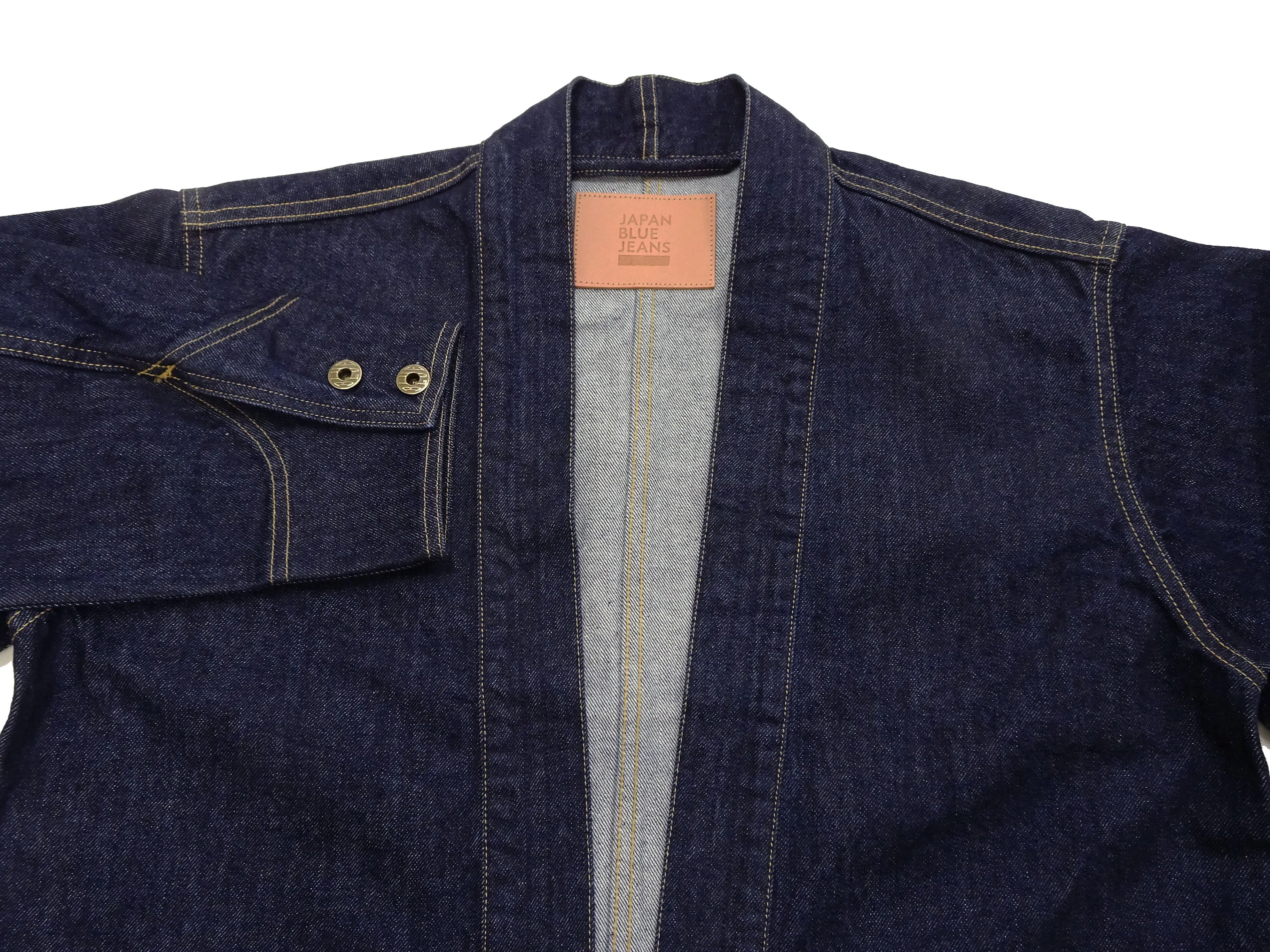 Japan Blue Jeans Denim Jacket Men's Casual Japanese Kimono-Style Haori Lightweight Outerwear JBOT1319 Indigo