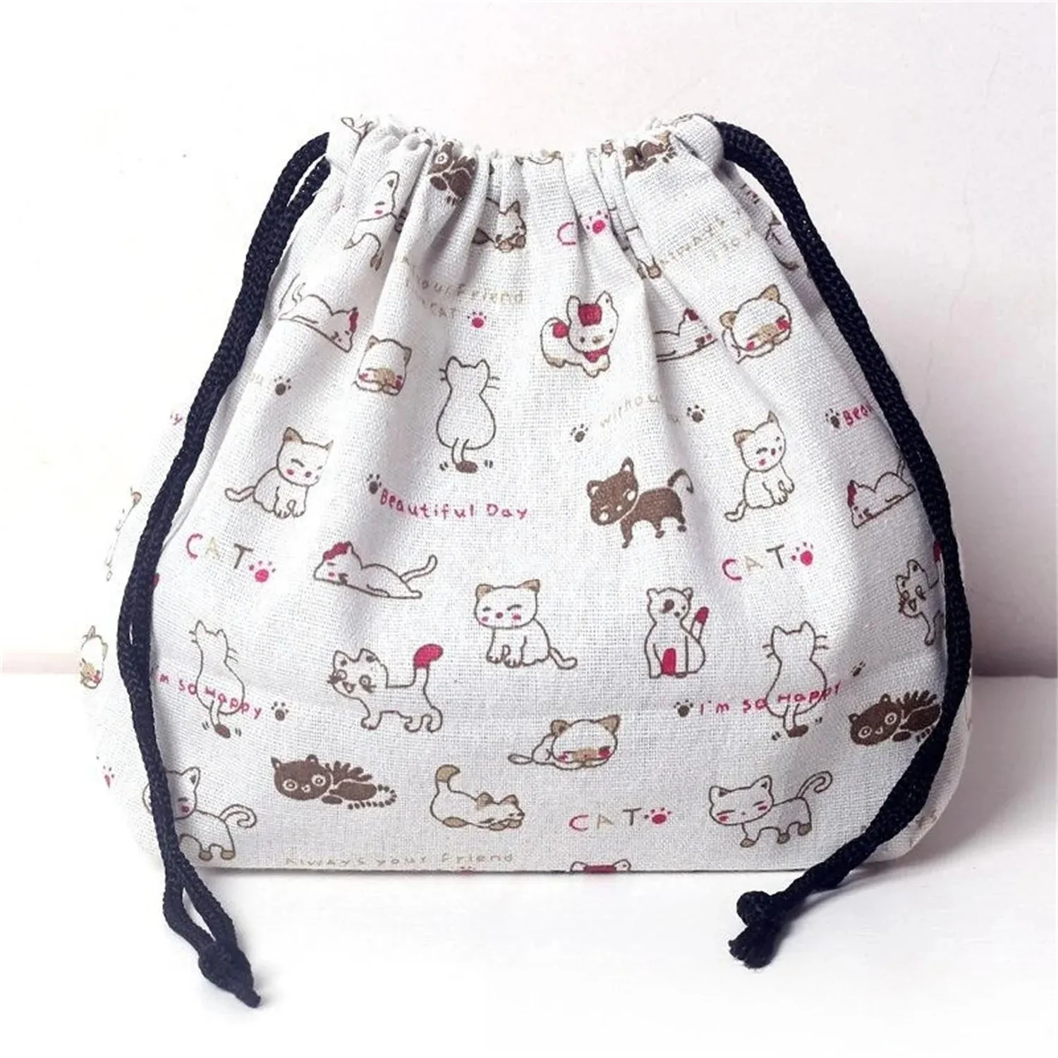 Japanese Style Drawstring Lunch Box Storage Bag – Portable and Fashionable Tote