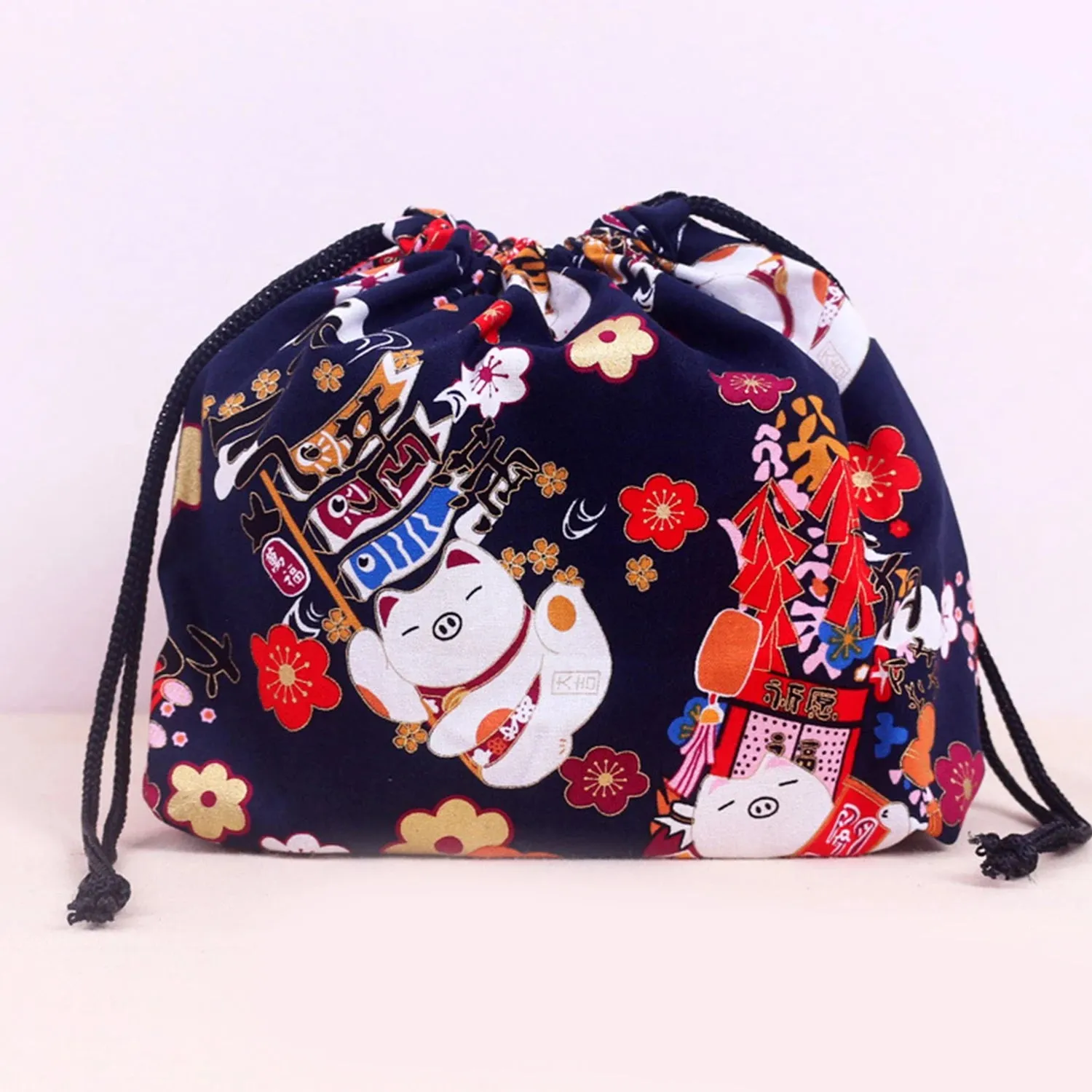 Japanese Style Drawstring Lunch Box Storage Bag – Portable and Fashionable Tote