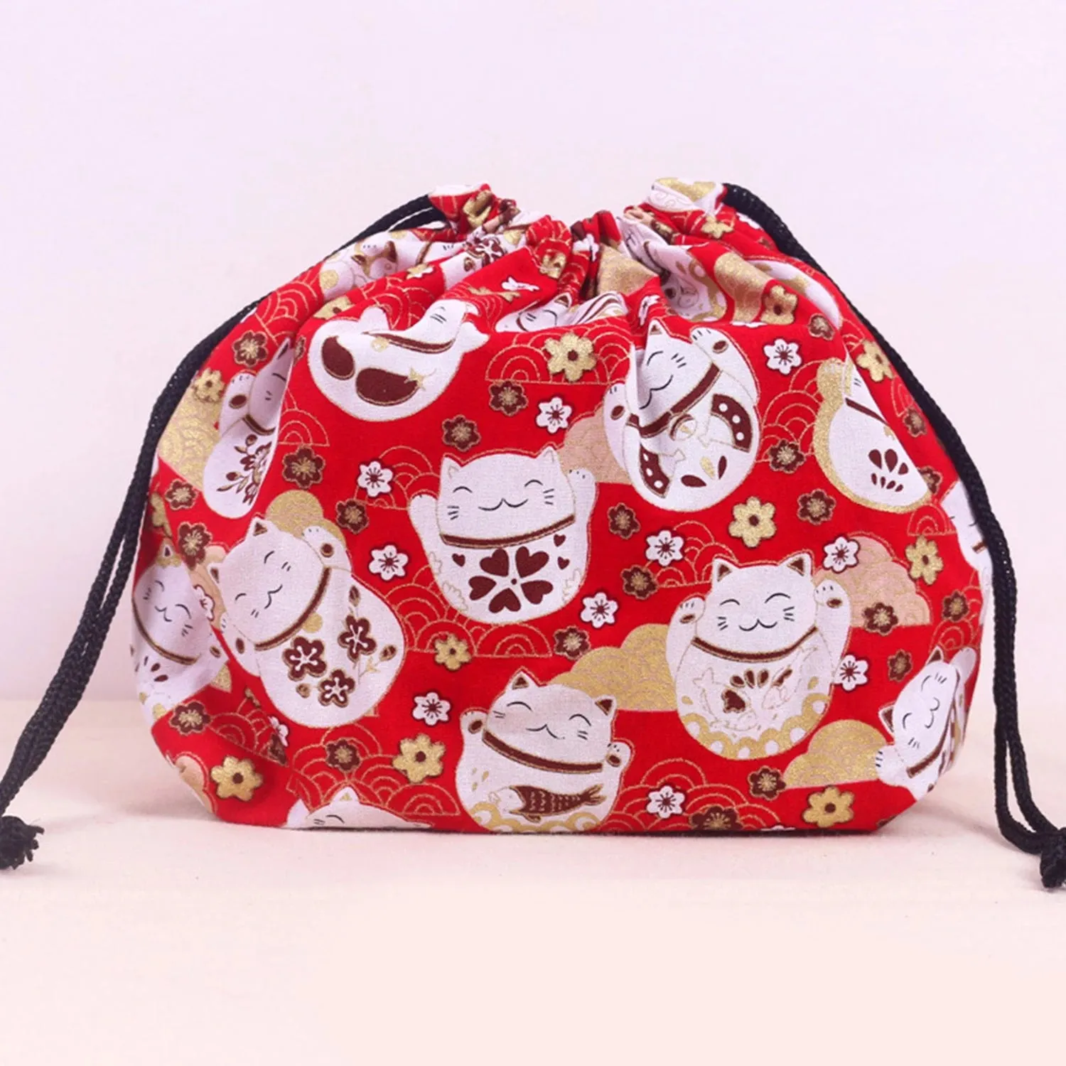 Japanese Style Drawstring Lunch Box Storage Bag – Portable and Fashionable Tote