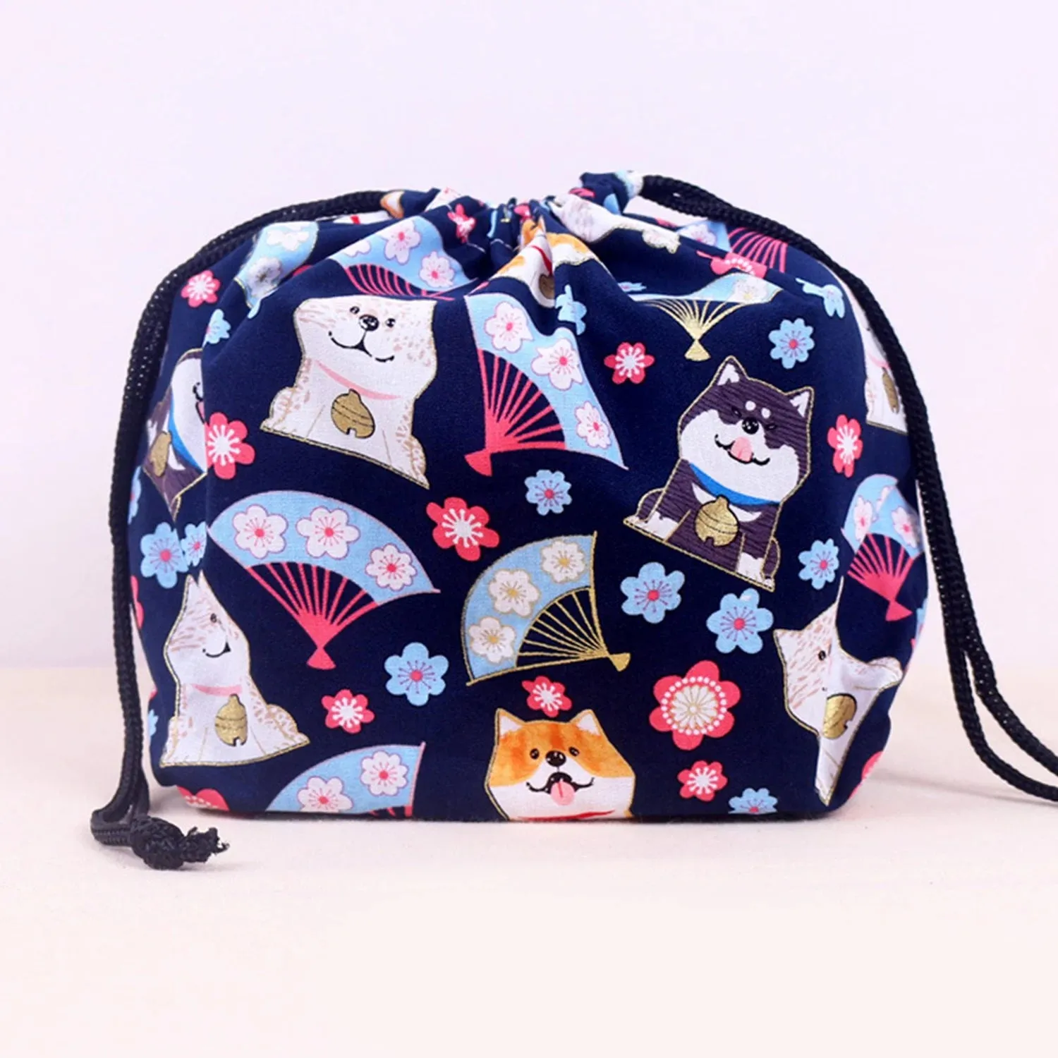 Japanese Style Drawstring Lunch Box Storage Bag – Portable and Fashionable Tote