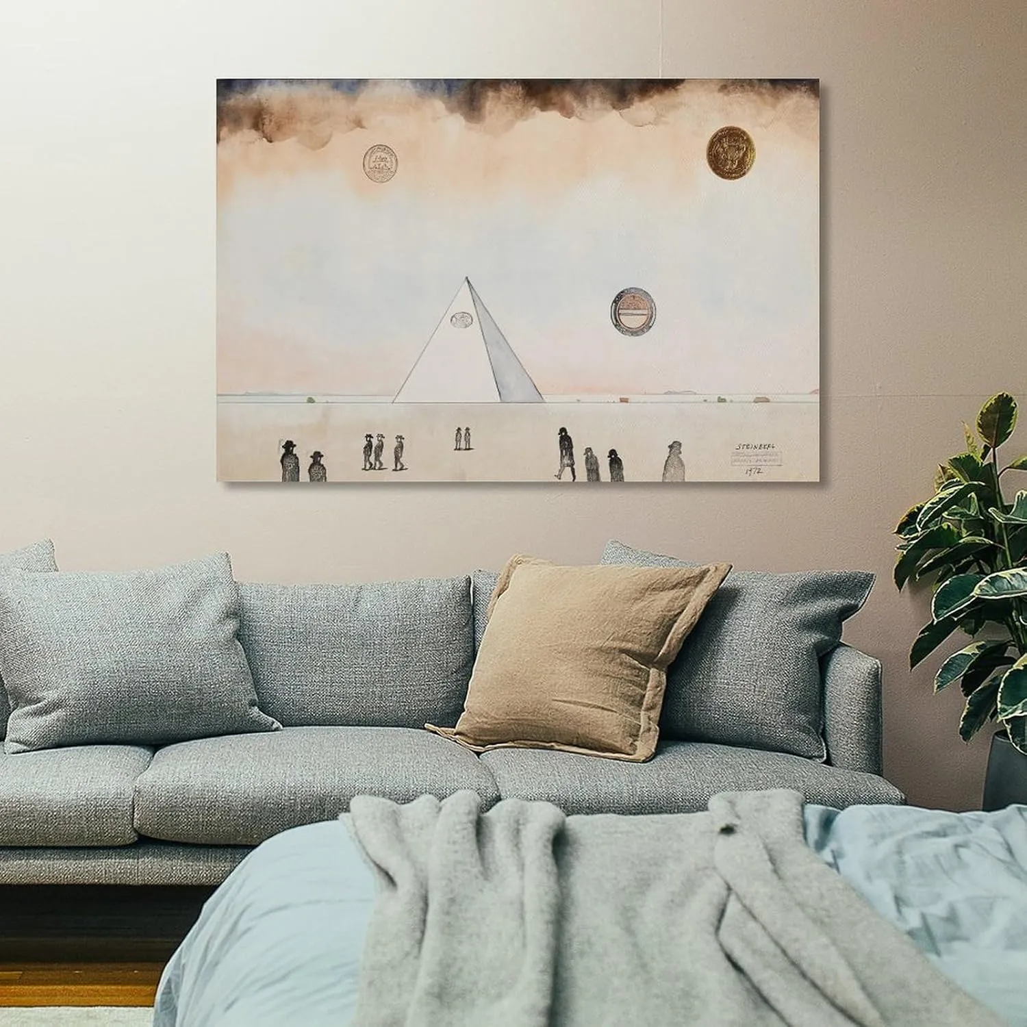 JIANPIN Saul Steinberg Untitled Canvas Printing Famous Paintings, Wall Art Posters, Decorative Hangi Canvas Wall Art Prints Poster Gifts Photo Picture Painting Posters Room Decor Home Decorative 16x24
