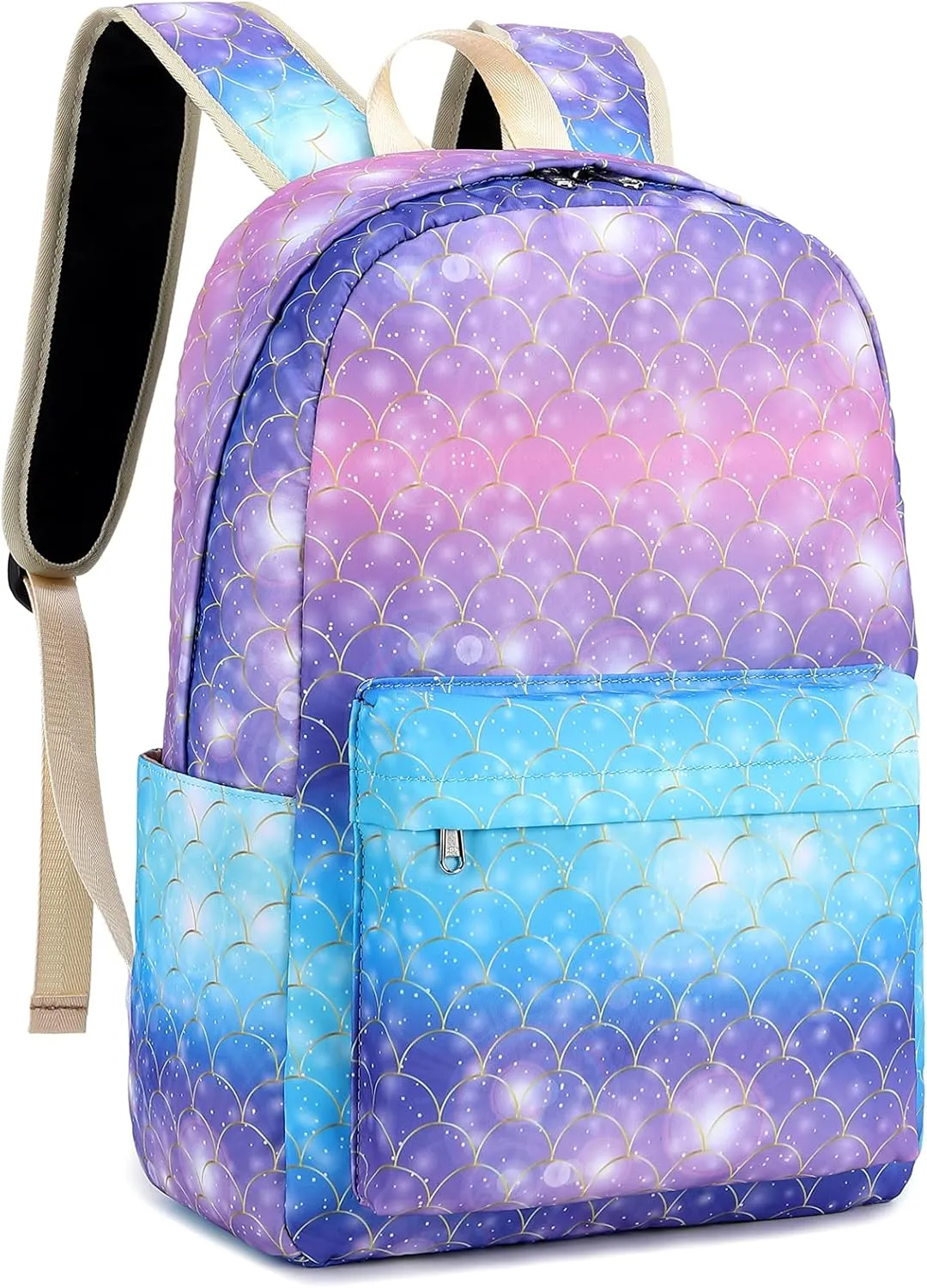 JIANYA Backpack for Girls School Backpacks Lunch Box Set Mermaid Scales Teen Girl Bookbag School Bag