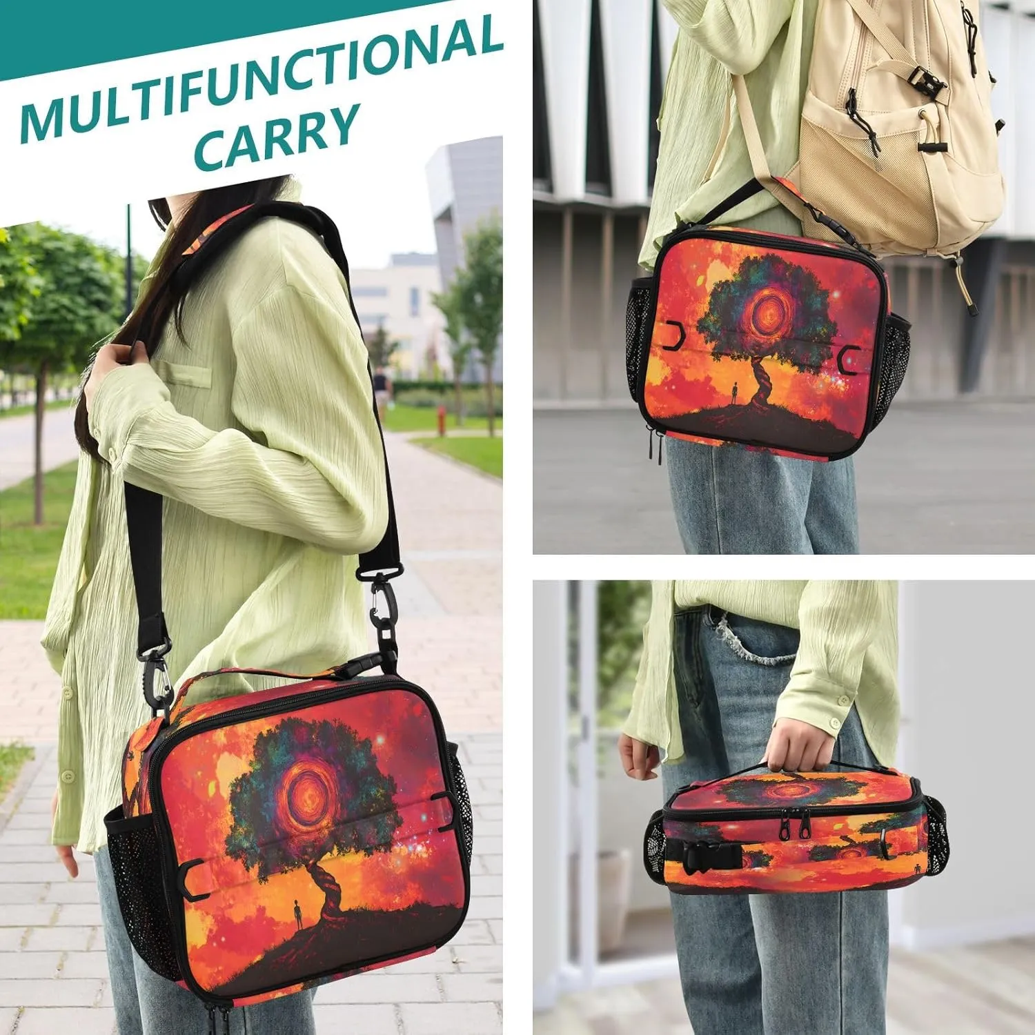 Joisal Tree Eddy Red Lunch Bag Women Insulated, Lunch Box for Men for Nurse Teacher Daycare